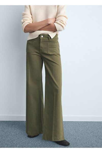 MANGO Woman Wideleg cepli jean pantolon