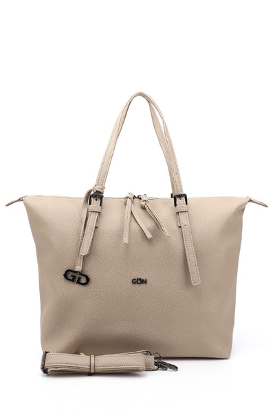 GÖNDERİ(R) حقيبة يد وكتف نسائية كبيرة الحجم باللون البيج B0640