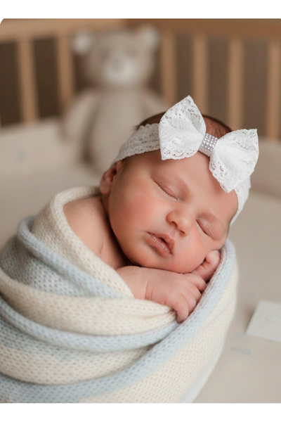 YENİDOĞAN Yumuşak Esnek Kız Bebek Bandana 0/3 Ay