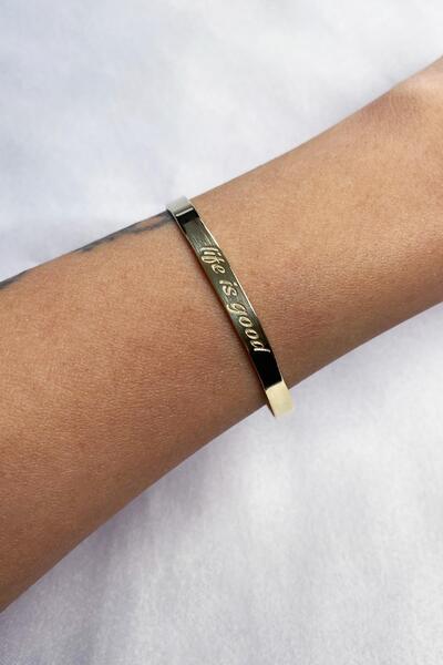 Shemora 925 Ayar Gümüş Plaka Yazılı Bilezik