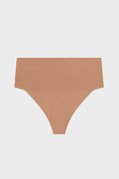 Pulsar Toparlayıcı Lazer Kesim Yüksek Bel Tanga Külot Bronz