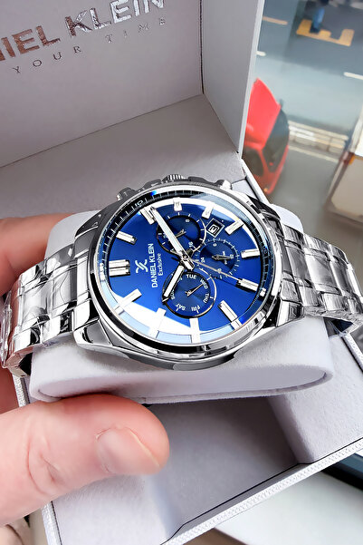 Daniel Klein Full Aktif Erkek Kol Saati 3 Atm Su Geçirmez Gümüş Renk Çelik Ko...