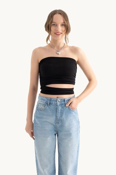 Hiccup Strapless Bandeau Top - Slit Detail