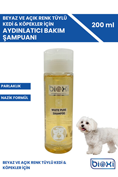 Bioxi Beyaz ve Açık Renk Tüylü Kedi & Köpekler İçin Aydınlatıcı Bakım Şampuan...