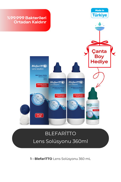 BLEFARİTTO Blefaritto 360 ml 2 Adet Lens Solüsyonu Çanta Boy 60 ml Çanta Boy ...