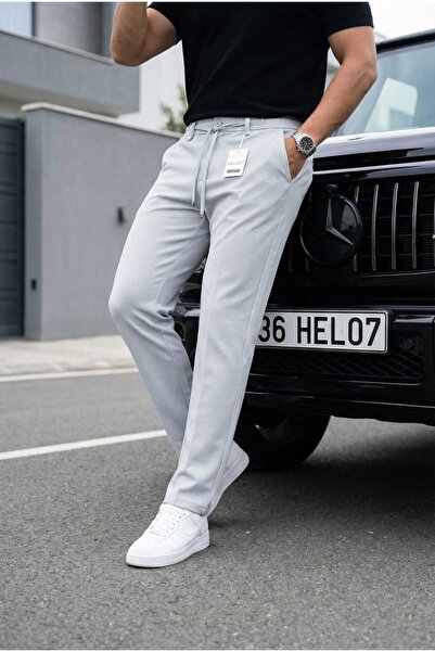 hello7 Men's Half-Waist Elastic Lace-Up Jogger Model Trousers