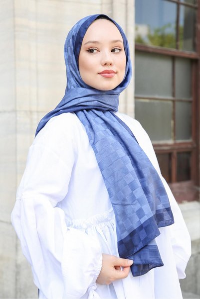 Hint İpek Dama Desenli Monogram Şal MONOV03-13