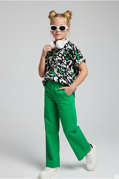 Cichild Κοριτσίστικο Σετ Υφαντό Πουκάμισο και Λινό Παντελόνι