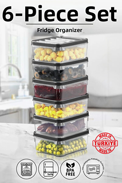 Kitchen Life طقم حاويات ثلاجة مكون من 6 قطع سعة 250 مل (صنع في تركيا)