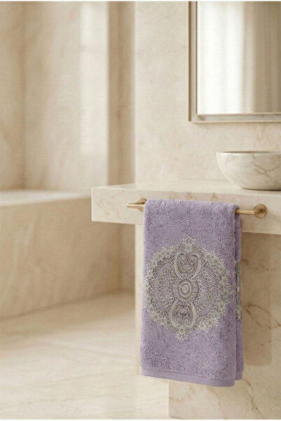 Class Bambu Dantelli El ve Yüz Havlusu 50 X 90 cm Şiraze Lila 1 Adet Tekli Ku...