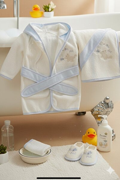 Cherub Baby Little Fish Embroidered Organic Newborn Baby Boy Towel Bathrobe S...