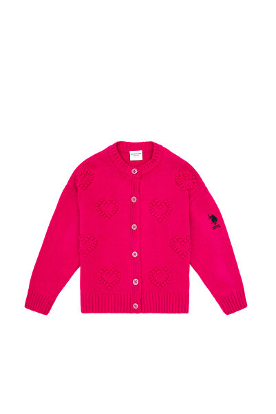 U.S. Polo Assn. Kız Çocuk Fuşya Triko Hırka 50316277-VR023