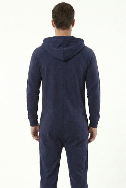 Kyron Unisex Lacivert Nordic Desenli Kapüşonlu Tulum Lacivert, Fermuarlı