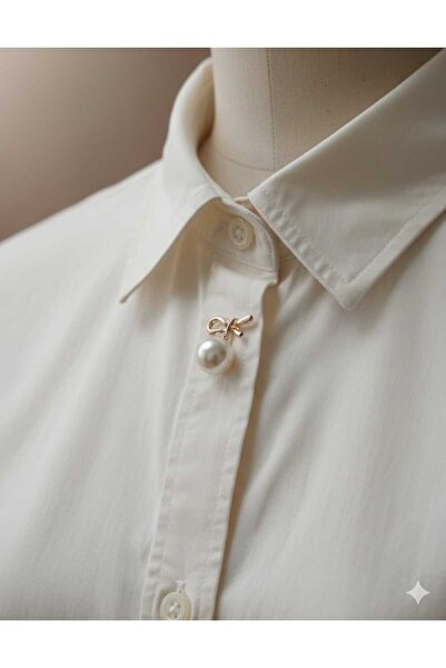 beyna aksesuar Metal Pearl Bow Knot Button 2.5 cm Gold Plated 1 Pack 6 Pieces