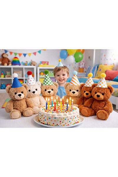 Minia Parti Süpriz Çocuk ve Oyuncak İçin Lastikli Şapka 10 cm x 5 Adet