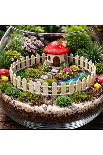 Yerli Beyaz Minyatür Bahçe Çiti 90 cm | Teraryum & Sukulent Dekoru