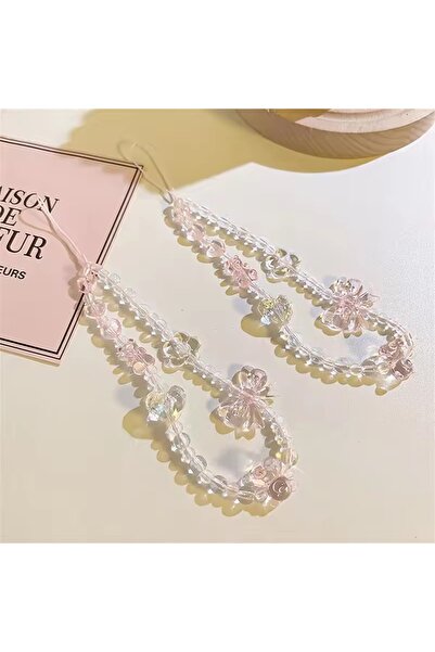 Choice سلسلة تعليقة للهاتف على شكل دب وردي وفراشة وزهرة، مصنوعة من البلاستيك،...