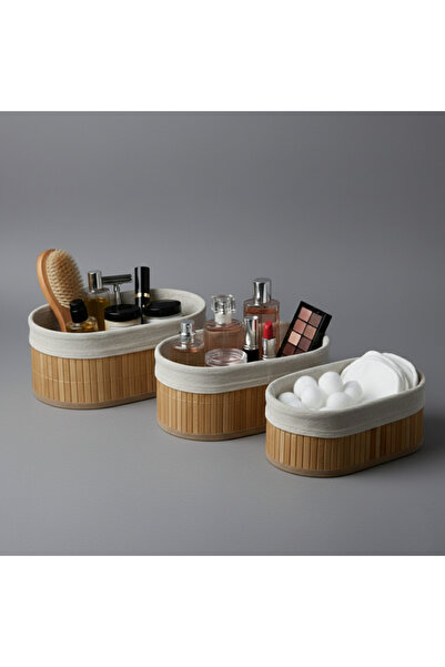 HİLTON 3'lü hasır iç astarlı çok amaçlı sepet