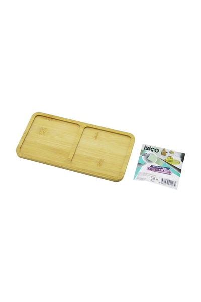 Go İthalat Rectangular 2-section wooden bamboo oil pot base mini tray 12 x 23...