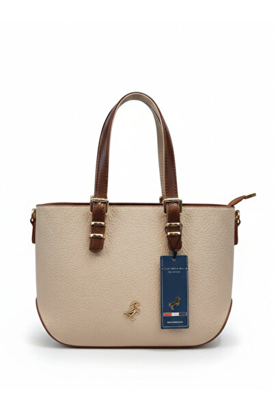 Çanta Trend حقيبة نسائية من ميامي بولو كلوب كريم تابا مع تفاصيل ذهبية وحزام ل...