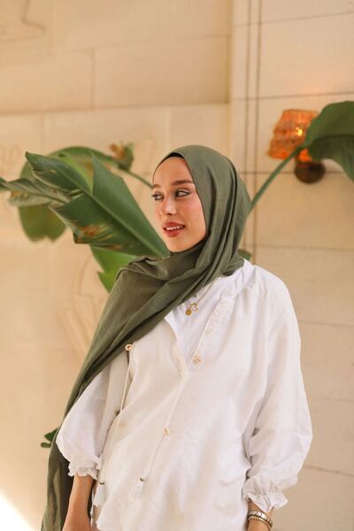 Modakaşmir Neo Pamuk Şal Yeşil Çay