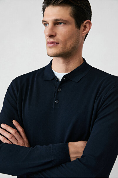 Kiğılı Regular Fit Polo Neck Plain Knit Sweater