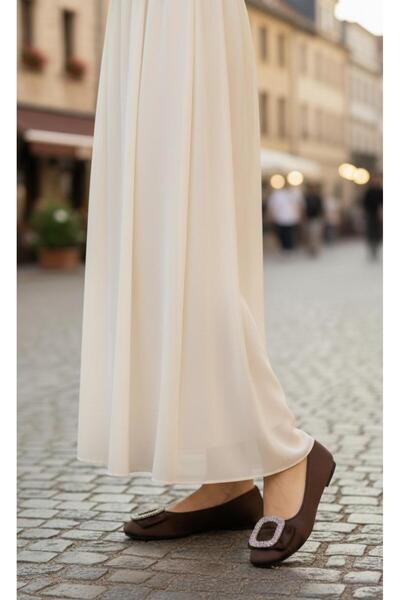 ACMZ SHOES Σατέν μπαλαρίνες με πέτρινη πόρπη και ορθοπεδική σόλα