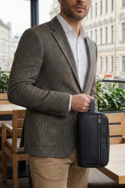 Duke Nickle Portofoliu pentru bărbați din piele vegană neagră - Geantă de mân...