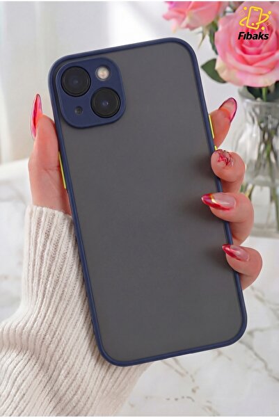 Fibaks حافظة آيفون 13/14 مع غطاء شفاف غير لامع لحماية الكاميرا وأزرار ملونة ب...