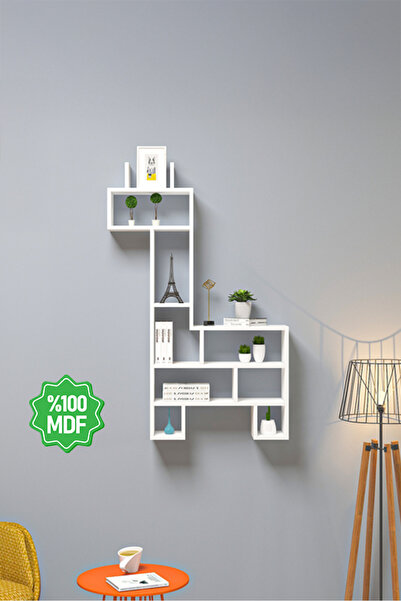 Ninnimo Zürafa Tasarımlı Beyaz Duvar Kitaplığı