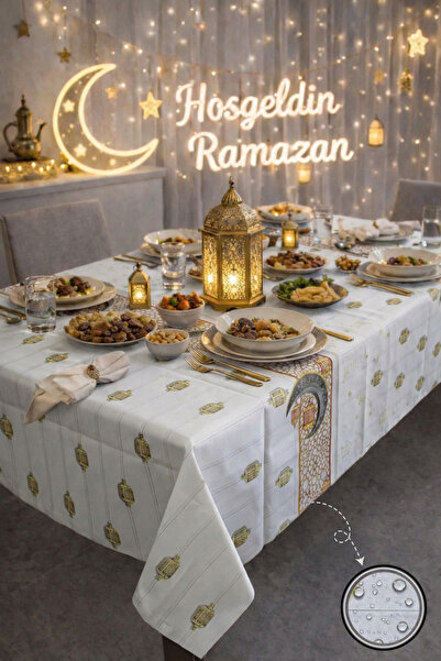 Soft Kare Liquid-Proof Ramadan Tablecloth – Stain-Resistant, Wipeable and Was...