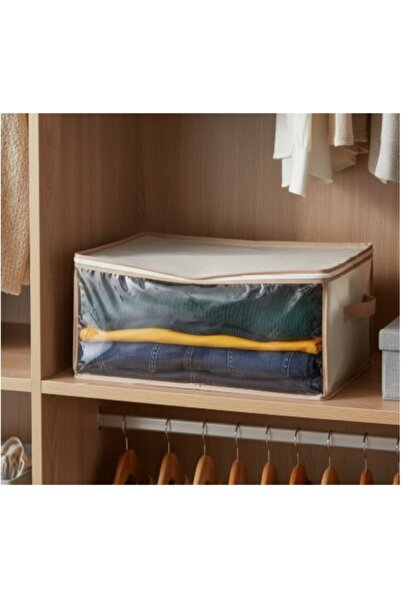 SyaMAG Husa depozitare imbracaminte, crem, inchidere cu fermoar, 50x35x20 cm