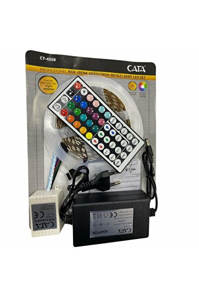 Cata RGB ŞERİT LED SETİ 15 RENK (5 MT RGB ŞERİT+TRAFO+RGB KUMANDA)