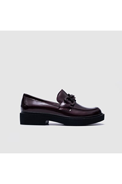 TOGO Bordo Rugan Hakiki Deri Kadın Loafer Ayakkabı [060072]