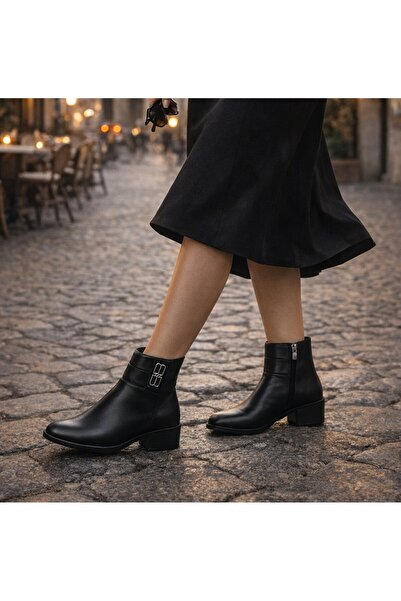 TwoEgoist حذاء نسائي يومي من الجلد الطبيعي بإبزيم وكعب منخفض