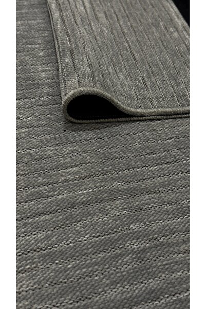 Seloria Home Gri Şönil Yıkanabilir Dokuma Kaymaz Taban Halı Kilim Yolluk