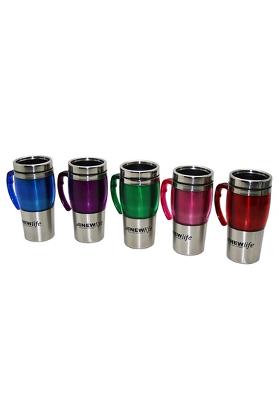 Go İthalat Long chrome - colored thermos glass 450ml.