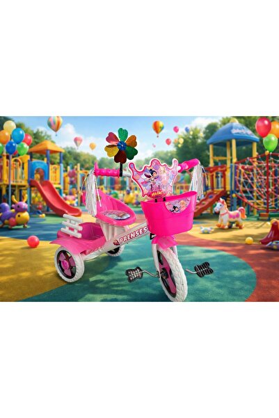 Fiesta Pembe 3 Tekerli YUMUŞAK MİNDERLİ PERVANELİ PÜSKÜLLÜ Çocuk Bisikleti 20...