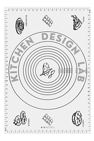 Kitchen Design Lab Beyaz Silikon Ölçülü Çok Amaçlı Hamur Açma Matı 45 cm x 65 cm
