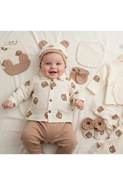 PureMini مجموعة بيبلاي للأطفال الذكور من عمر 0-3 أشهر، 10 قطع من الموسلين على...