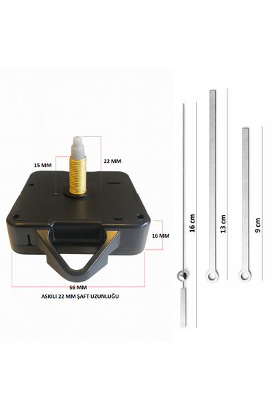 EXİZ TİCARET Saat Mekanizması, Akar Sessiz Duvar Saat Mekanizması 22 mm Askıl...
