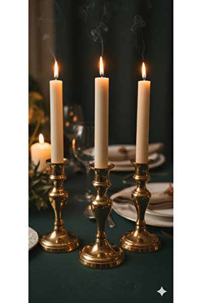 Gizemli Home 3 Lü Antik Sütun Şamdan Mum