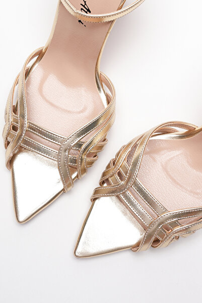 Ayakkabı Ateşi Kadın Açık Kafes Burun Tasarım İnce Topuklu Ayakkabı Prona Alt...