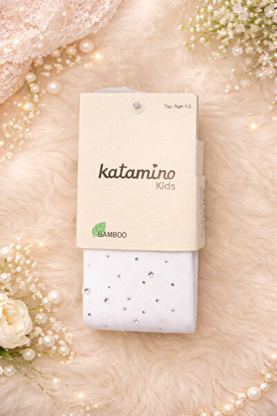 Katamino Kids Bamboo Taş Detaylı Kız Çocuk Tekli Külotlu Çorap