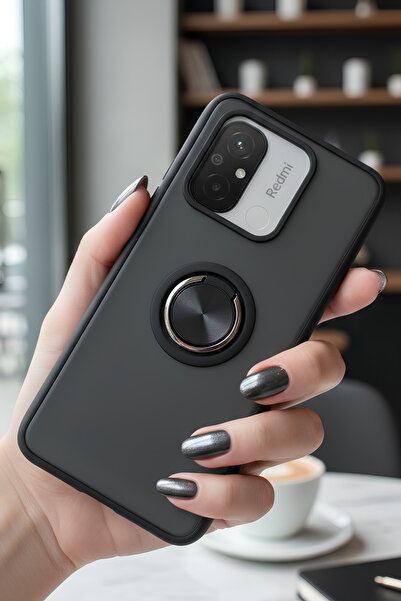 Hatreds Xiaomi Redmi 12C İçin Kamera Korumalı Yüzüklü Kılıf - Leke Tutmaz Mat...
