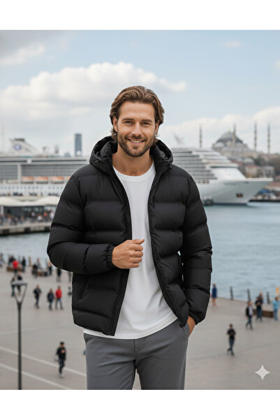 Jack & Jones Erkek Kapüsonlu Puffer Ceket - Global