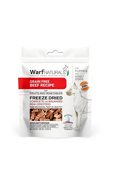 Warf Naturals Freeze Dried Köpek Maması - Dana Etli 300 gr X 3 Paket %100 Doğ...