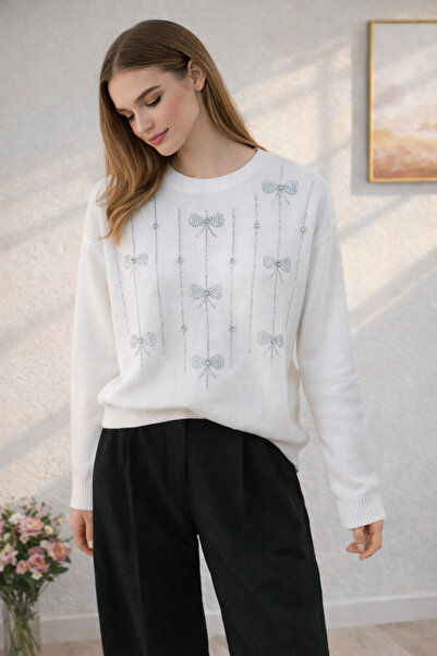 Nursay سترة تريكو رفيعة مزينة بالحجارة