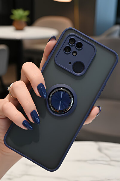 Hatreds Xiaomi Redmi 10C İçin Kamera Korumalı Yüzüklü Kılıf - Leke Tutmaz Mat...