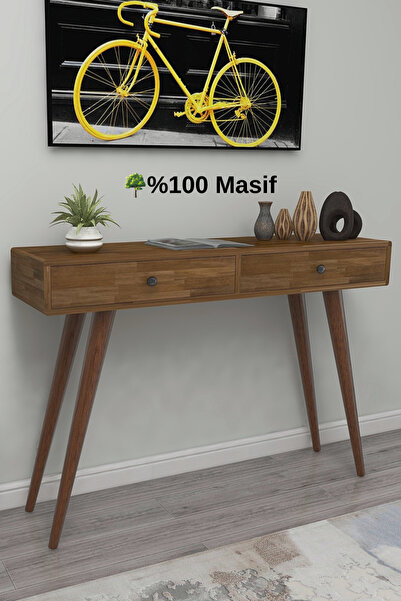 WOODFACE Tesla Vestiyer Raf 2 Çekmeceli 110x30 Doğal Ahşap Çok Amaçlı Kullanı...